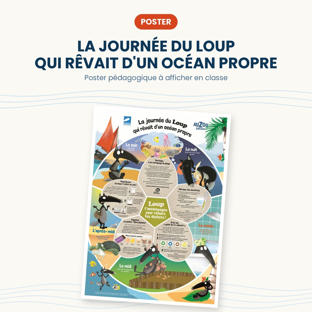 Poster pédagogique – La journée du loup qui rêvait d’un Océan propre
