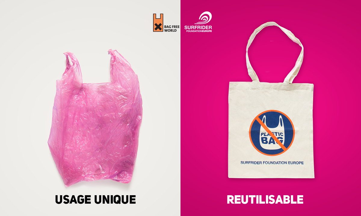 plastic bag sucks usage unique reutilisable surfrider illustration Non aux sacs plastique